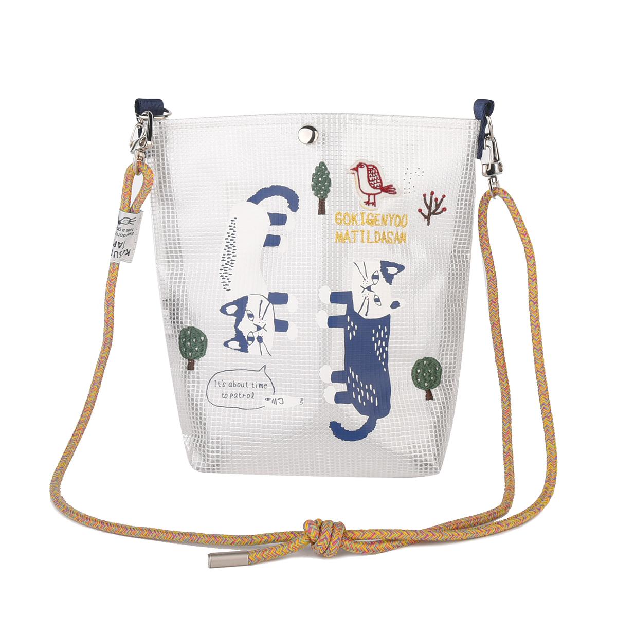 クリアメッシュ　ショルダーバッグ　マチルダさん柄（ねこ　ネコ　猫）