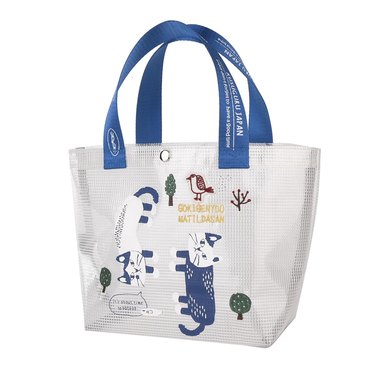 クリアメッシュ　トートバッグSサイズ　マチルダさん柄ねこ　ネコ　猫