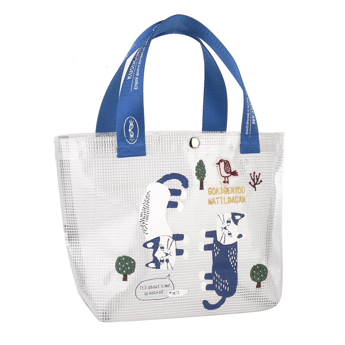 クリアメッシュ　トートバッグSサイズ　マチルダさん柄ねこ　ネコ　猫