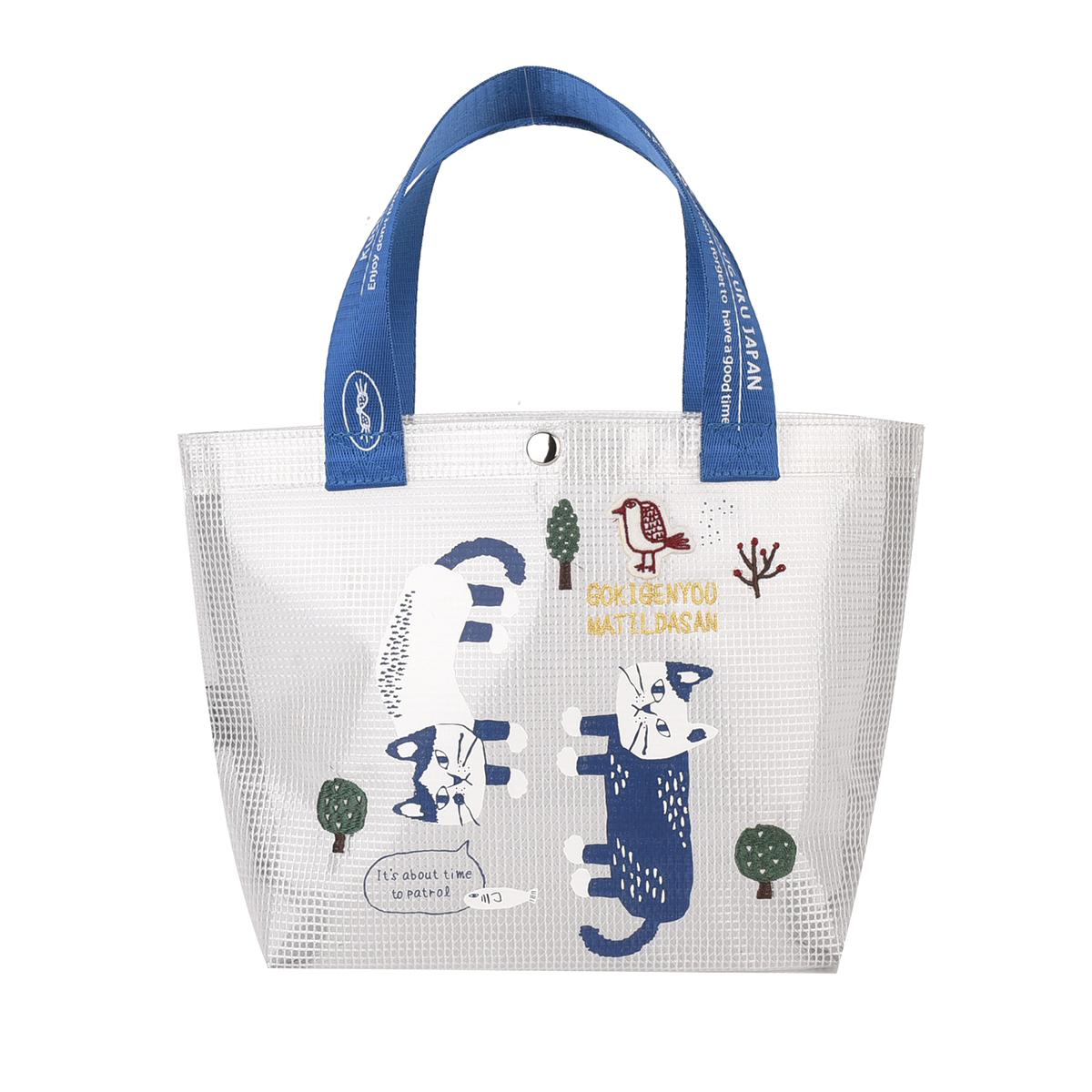 クリアメッシュ　トートバッグSサイズ　マチルダさん柄（ねこ　ネコ　猫）