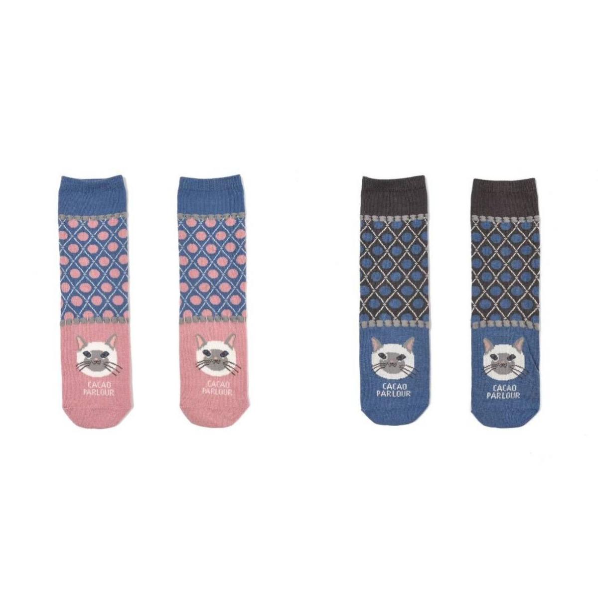 パーラーすずらん堂　ジャガード靴下　ドロップパーラー（ねこ　ネコ　猫）