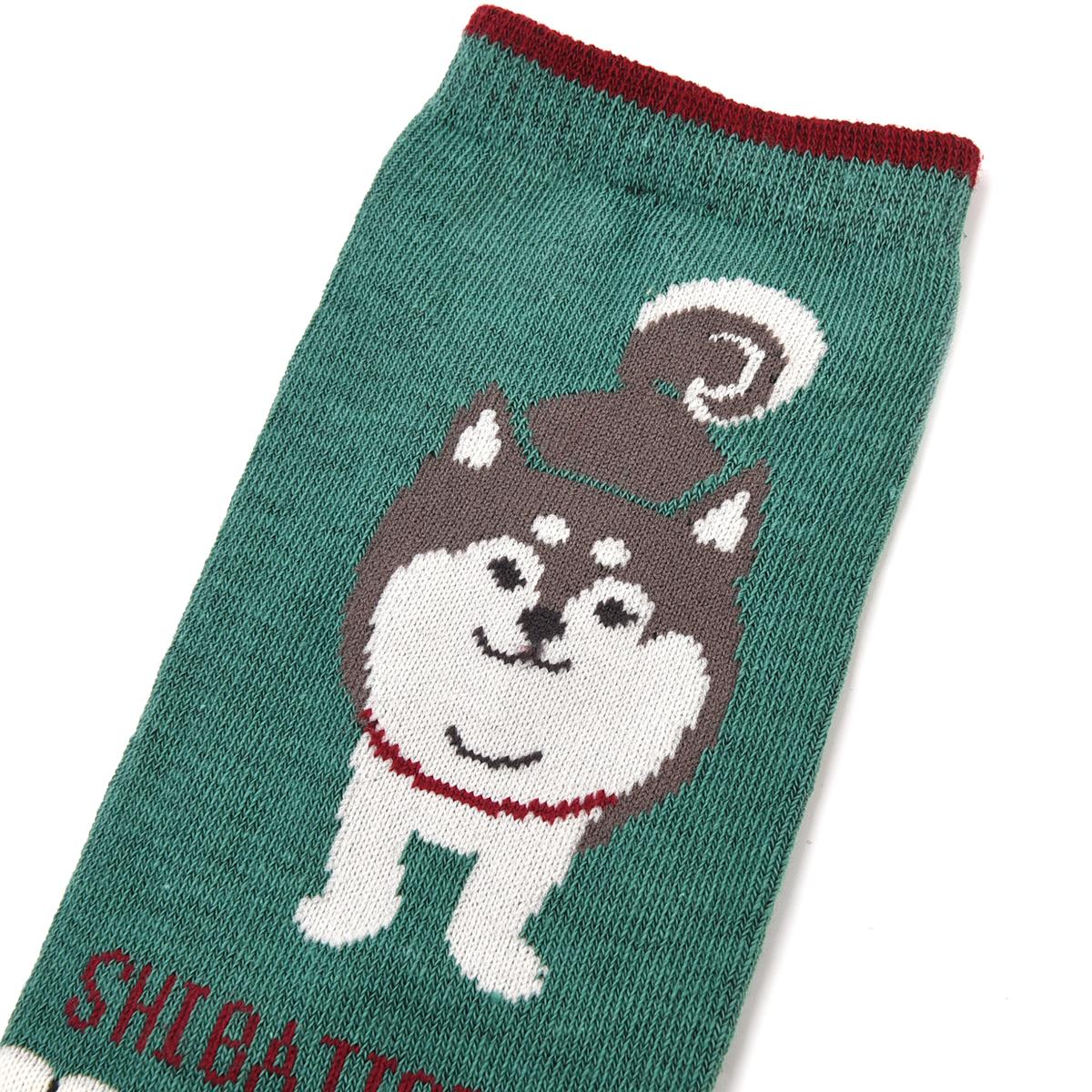 クスグルソックス　ジャガード靴下　柴尻君柄