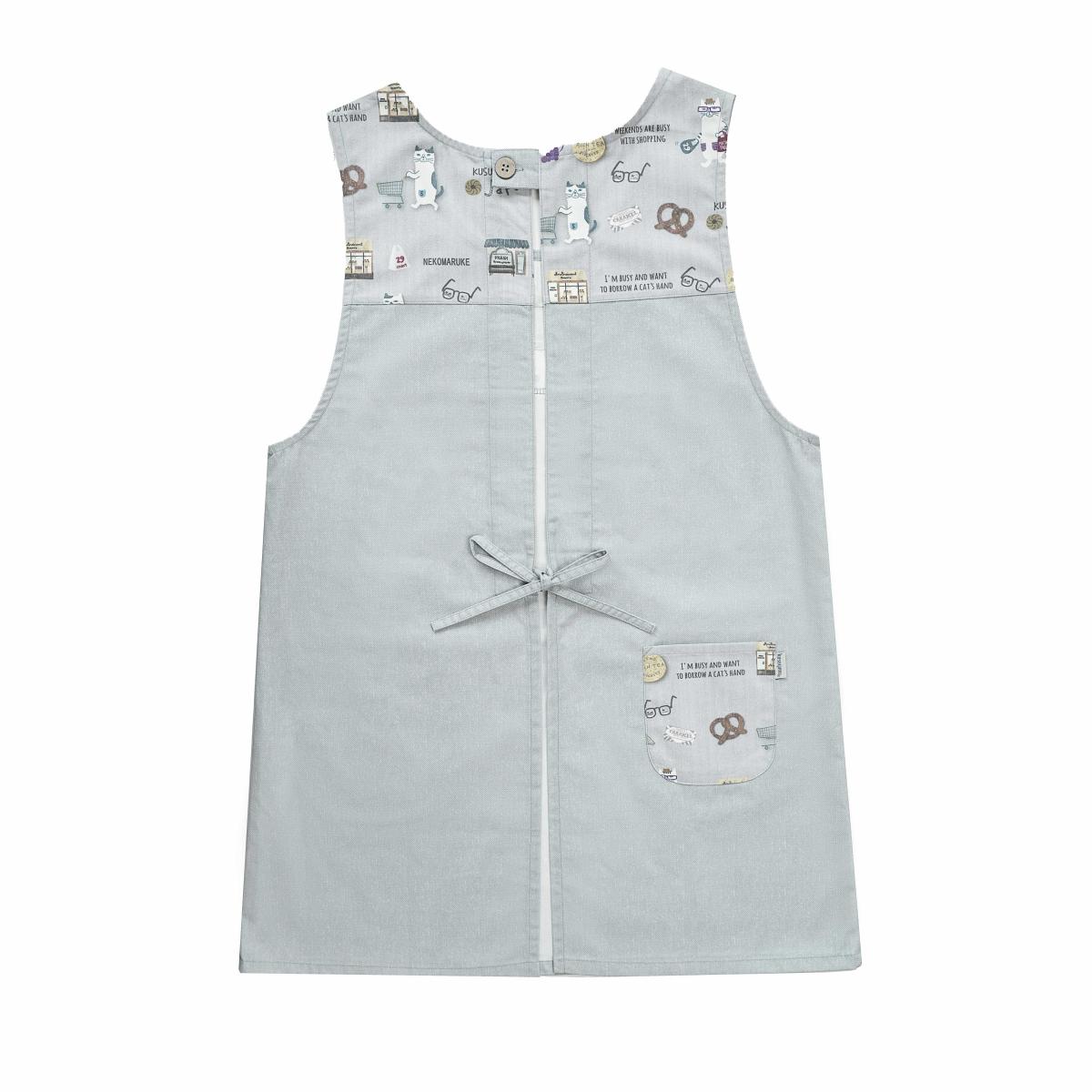 ネコまるけ　釦リボンあきエプロンねこ　ネコ　猫