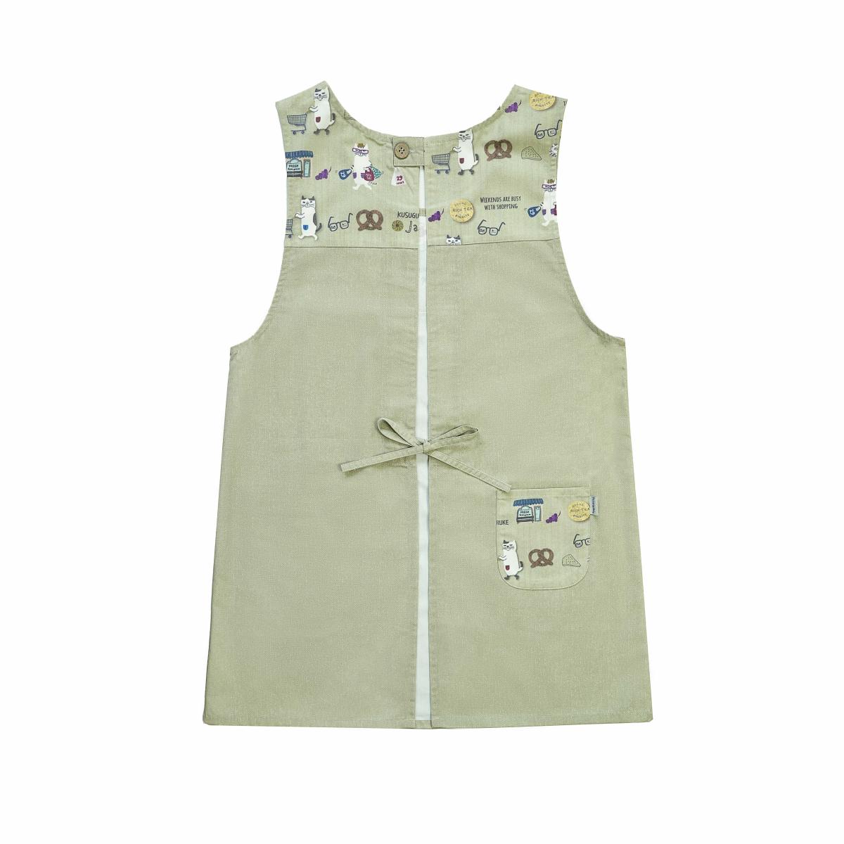 ネコまるけ　釦リボンあきエプロンねこ　ネコ　猫