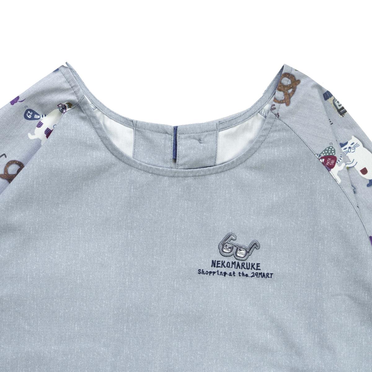 ネコまるけ　釦リボンあきリブカッポウねこ　ネコ　猫