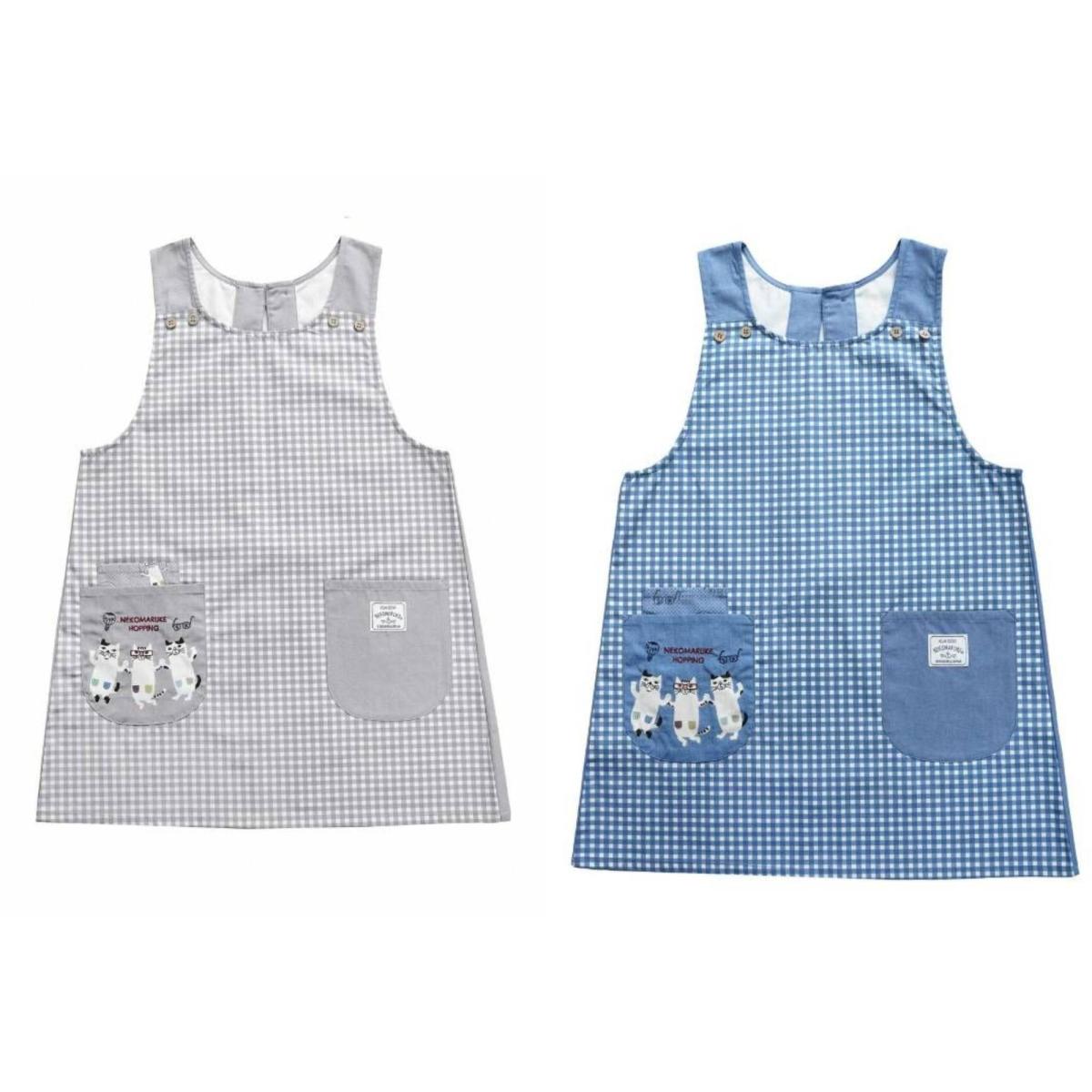 ネコまるけ　釦リボンあきエプロン（ねこ　ネコ　猫）