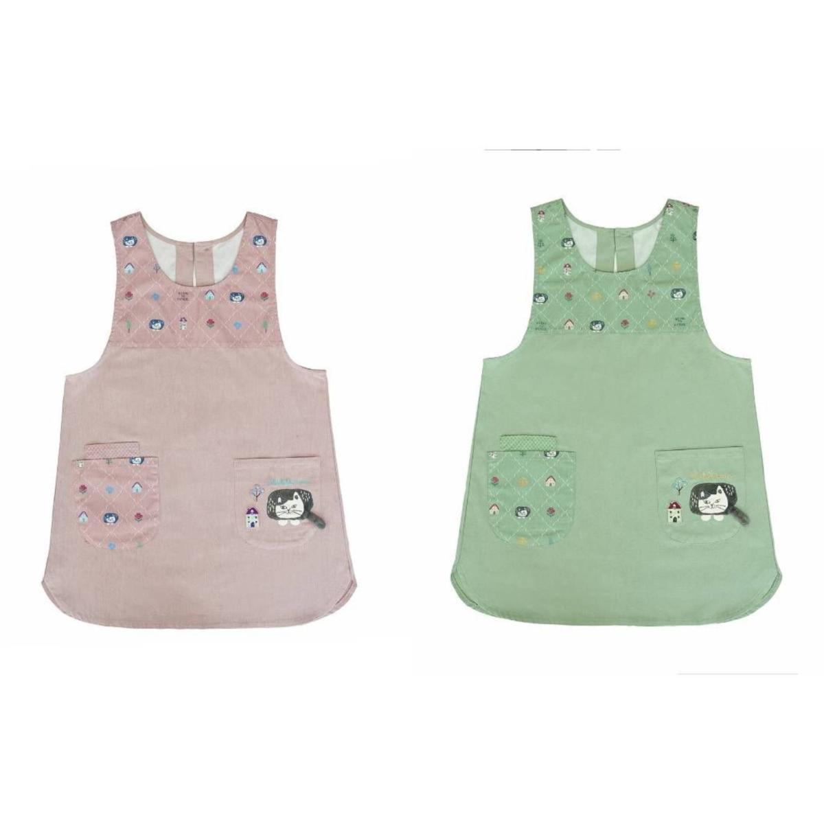 マチルダさん　釦リボンあきエプロン（ねこ　ネコ　猫）