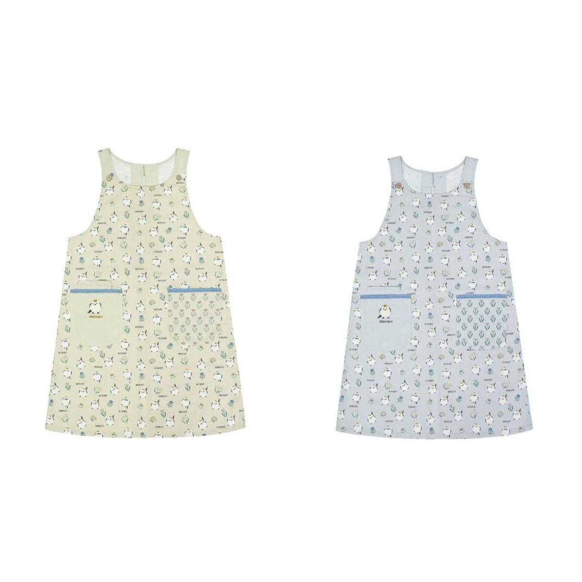 シマエナガ鳥のしまぷうさん　釦リボンあきエプロン