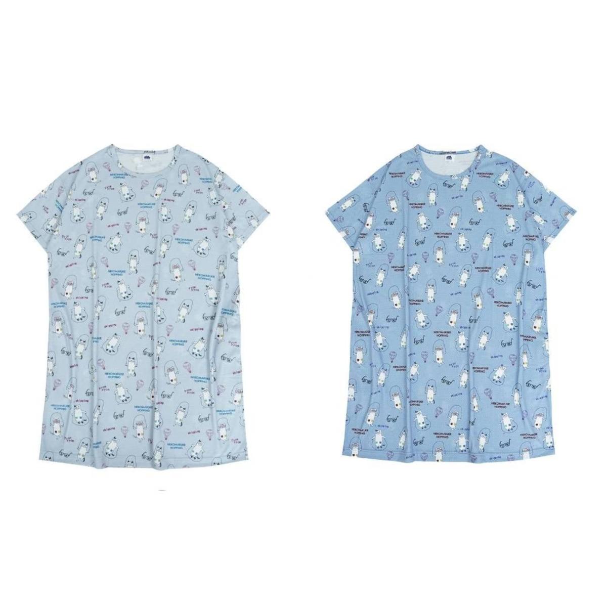 ルームワンピースTシャツ　ネコまるけのプリント柄（ねこ　ネコ　猫）