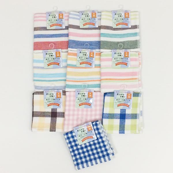 ガーゼ裏パイルタオルハンカチ1P24枚入り柄込