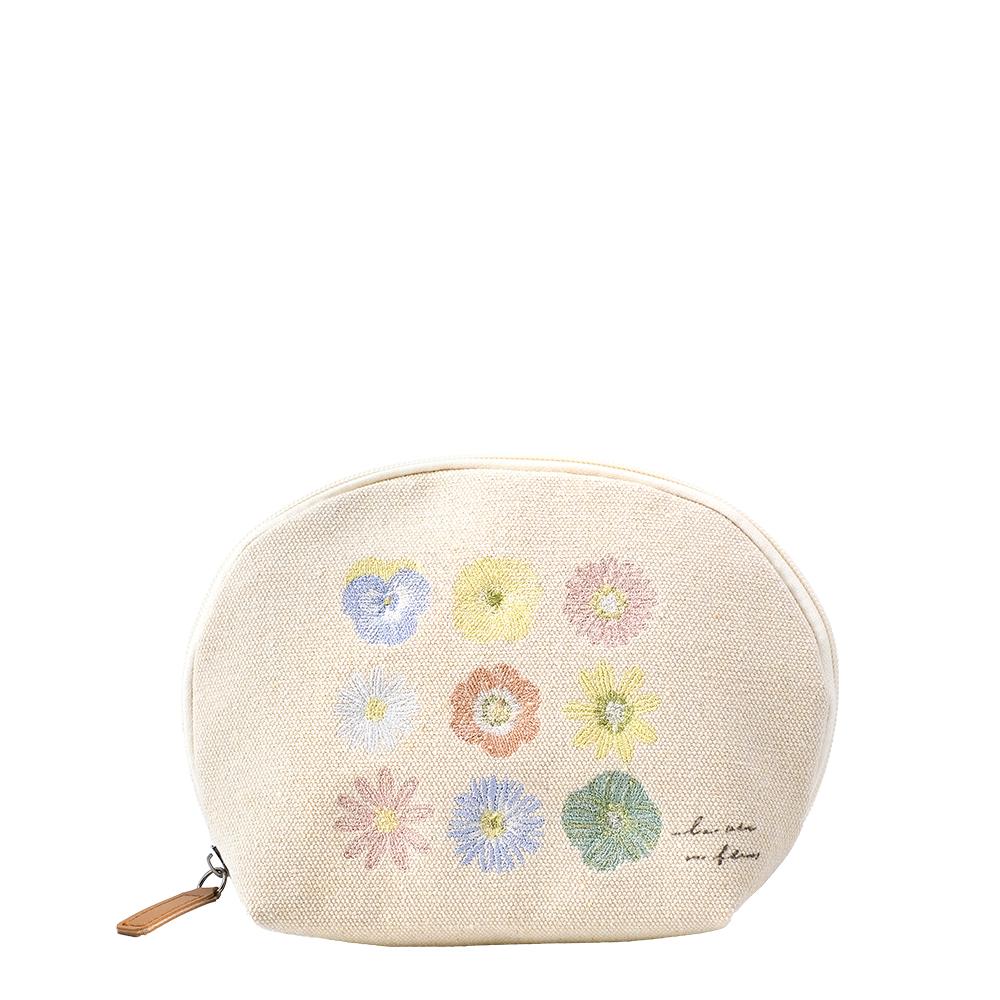 【ito&】刺繍シェルポーチ　押し花