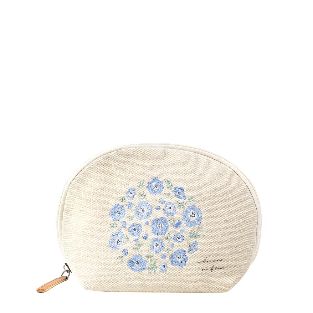 【ito&】刺繍シェルポーチ　ネモフィラ