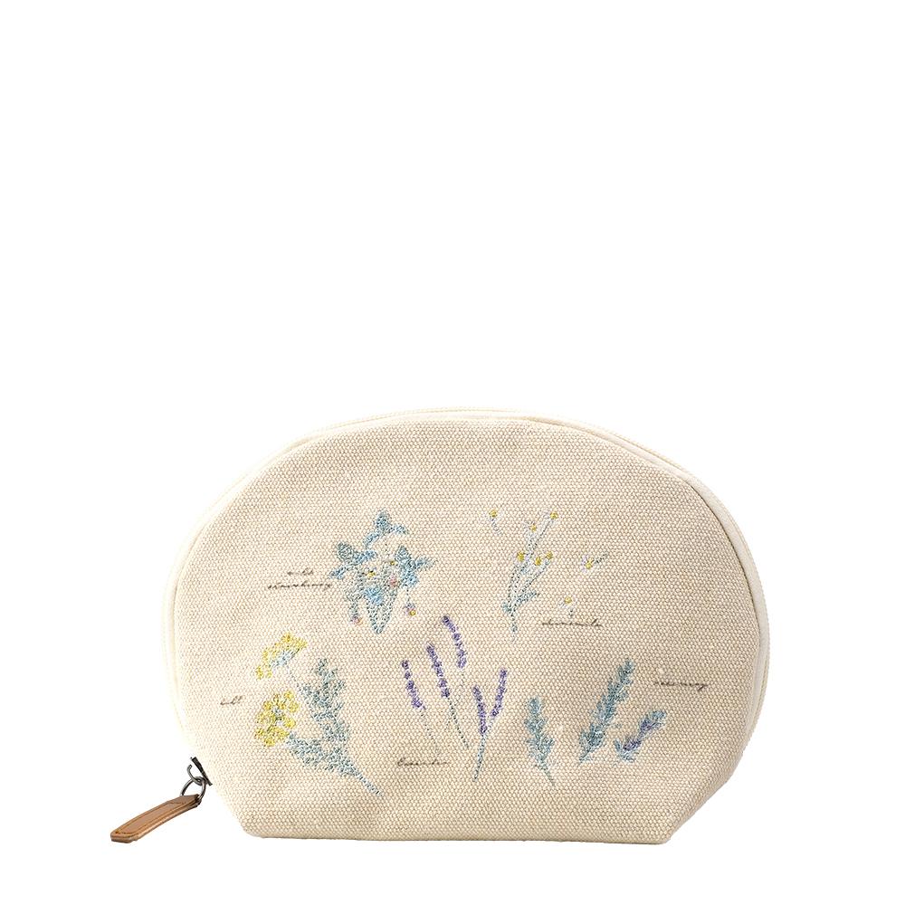 【ito&】刺繍シェルポーチ　ハーブ