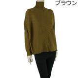 ■4色展開■アシンメトリーデザインハイネックニット★ゆったりサイズ