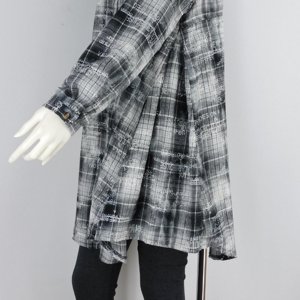 2024秋冬新作3色展開起毛ペイントデザインシャツチュニックゆったりサイズ