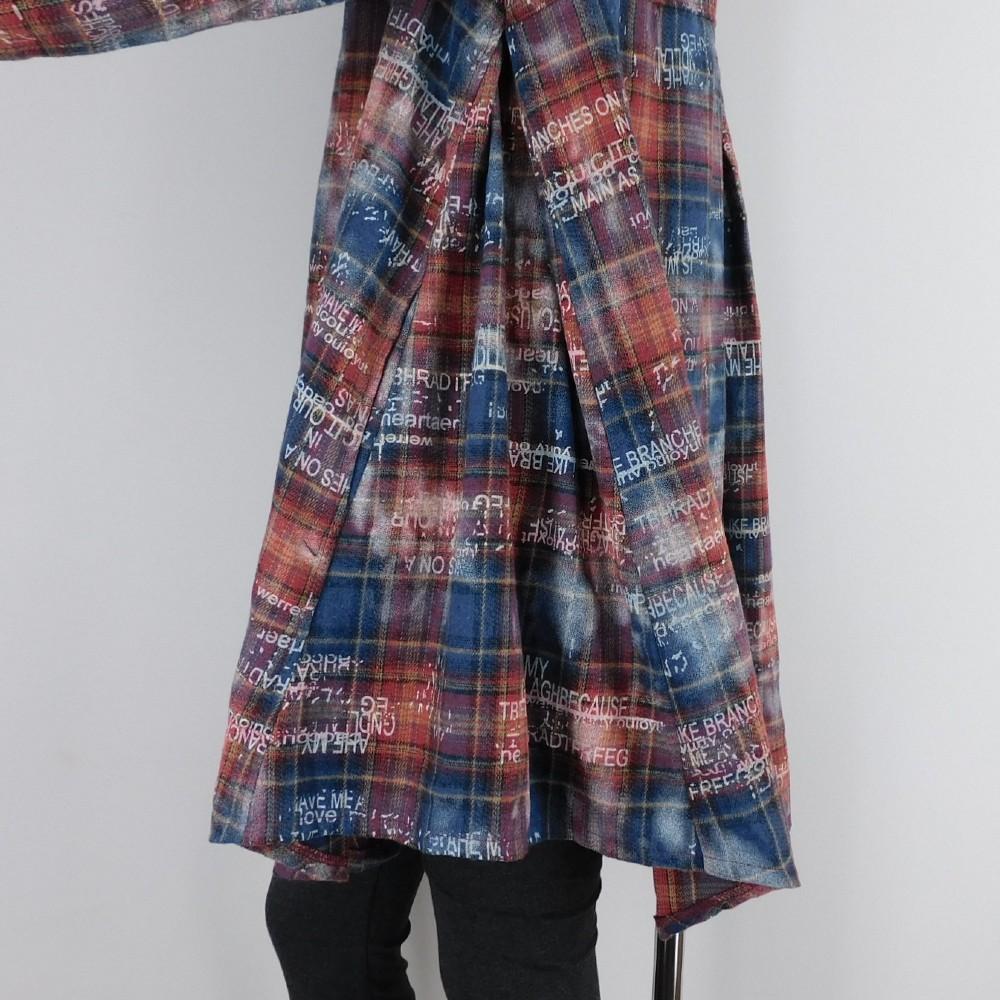 2024秋冬新作3色展開起毛ペイントデザインシャツチュニックゆったりサイズ