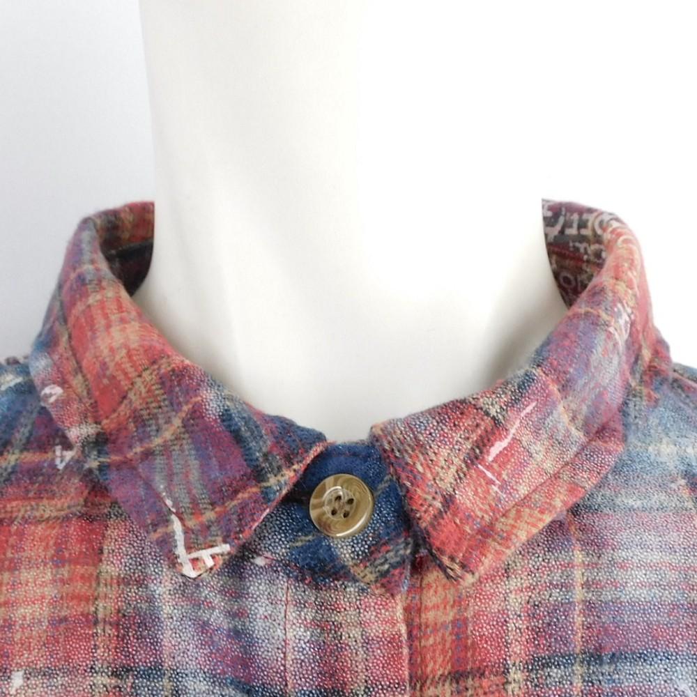 2024秋冬新作3色展開起毛ペイントデザインシャツチュニックゆったりサイズ