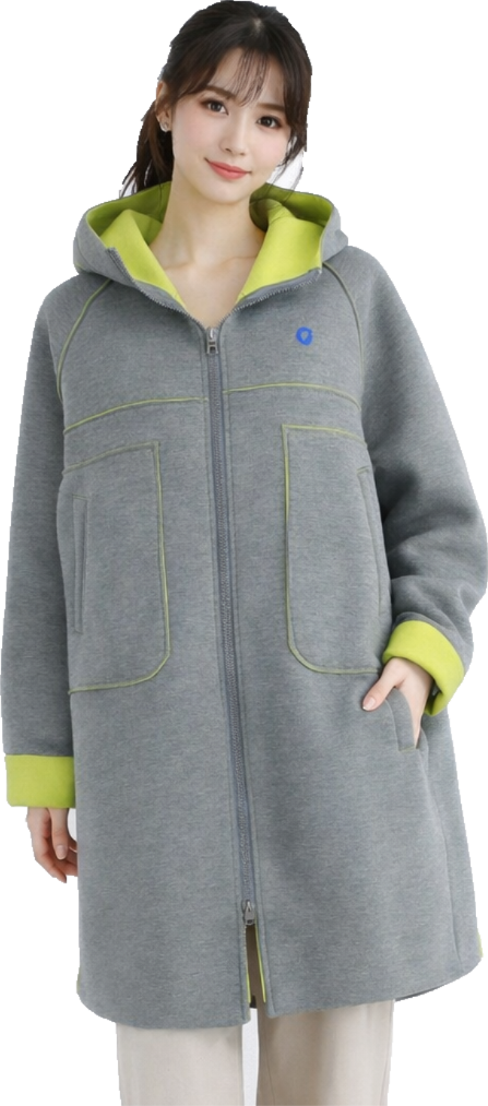 リバーシブルダブルジップ配色デザインコート