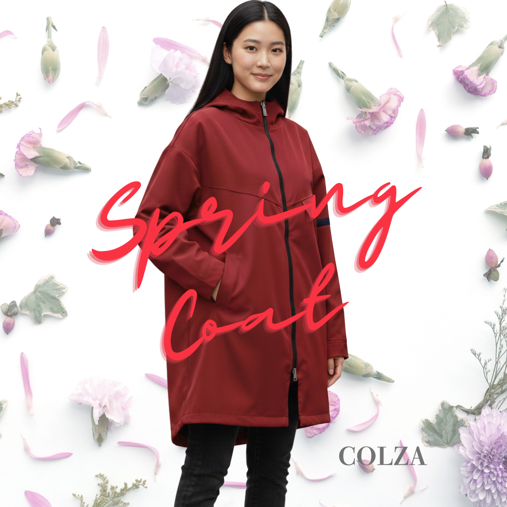 バイカラー フーデッド ロングコート ブラック 軽量