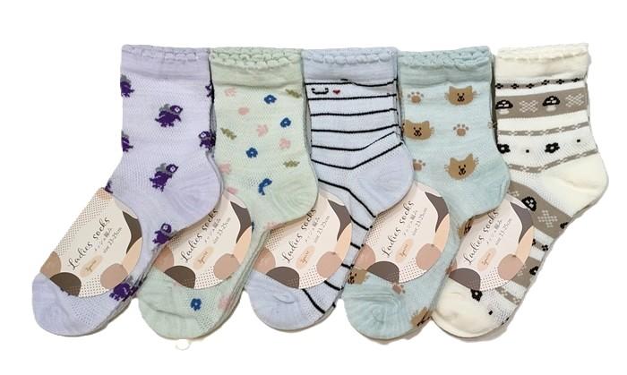 婦人　アソート柄クルーソックス 2足組 25足セット