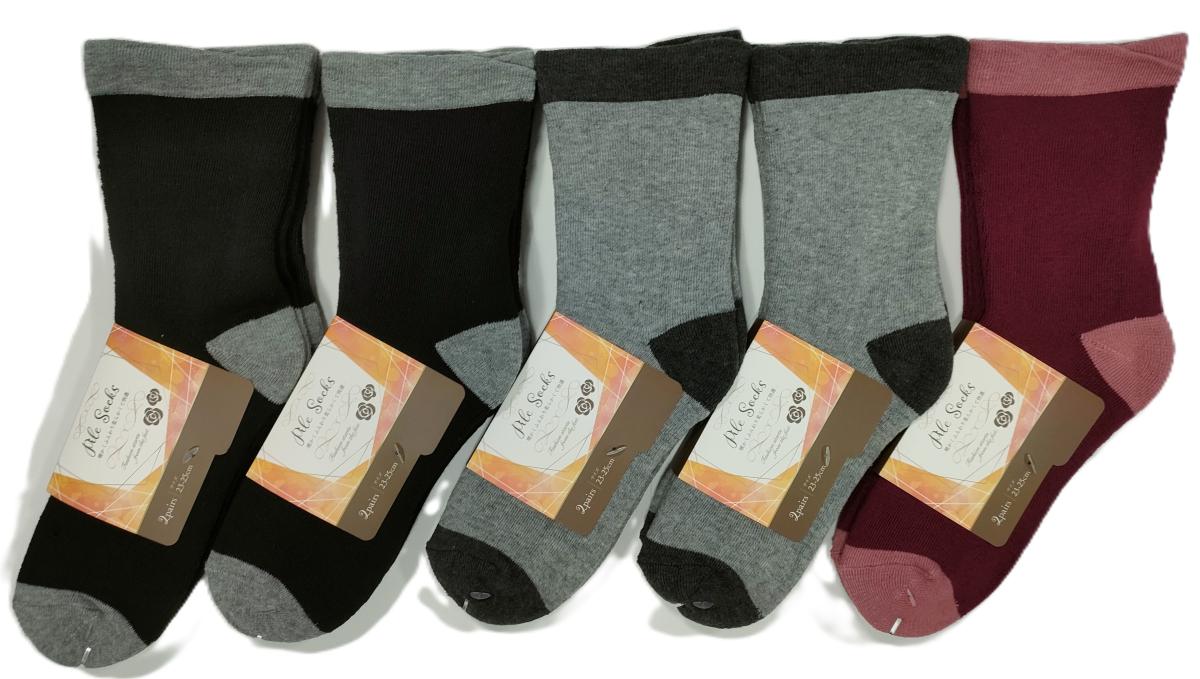 婦人靴下　3面切り替えTTパイル　クルーソックス　