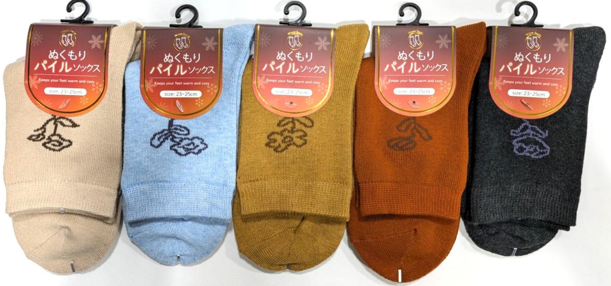 婦人　靴下　1足組　TTパイル 花柄　