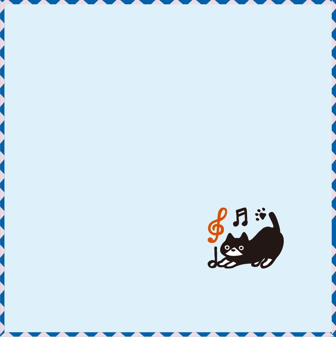 風水にゃんこハンカチ　あお