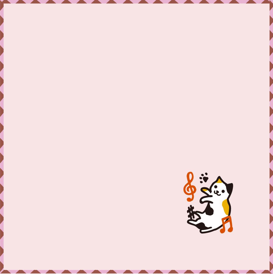風水にゃんこハンカチ　ピンク