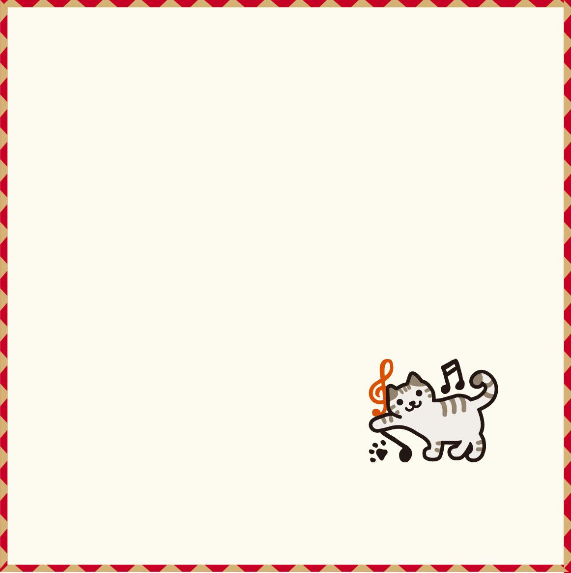 風水にゃんこハンカチ　あか