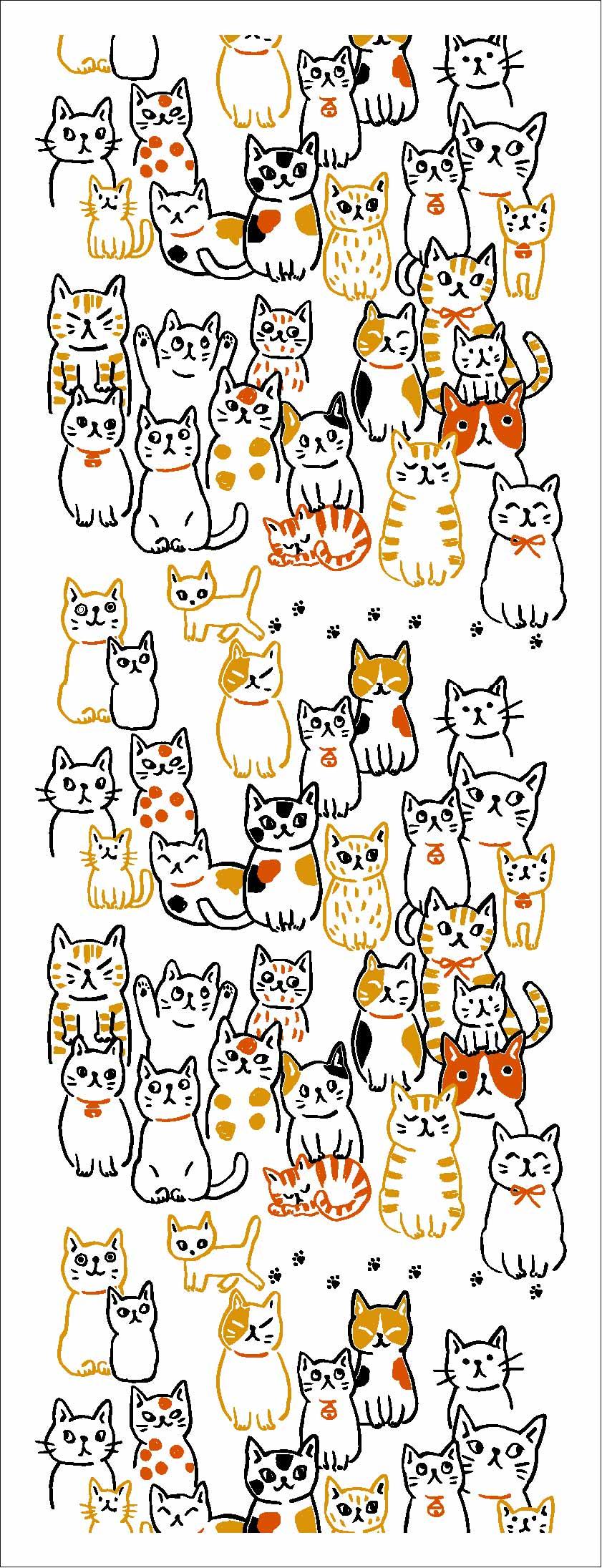 手ぬぐい　ねこ×ねこ