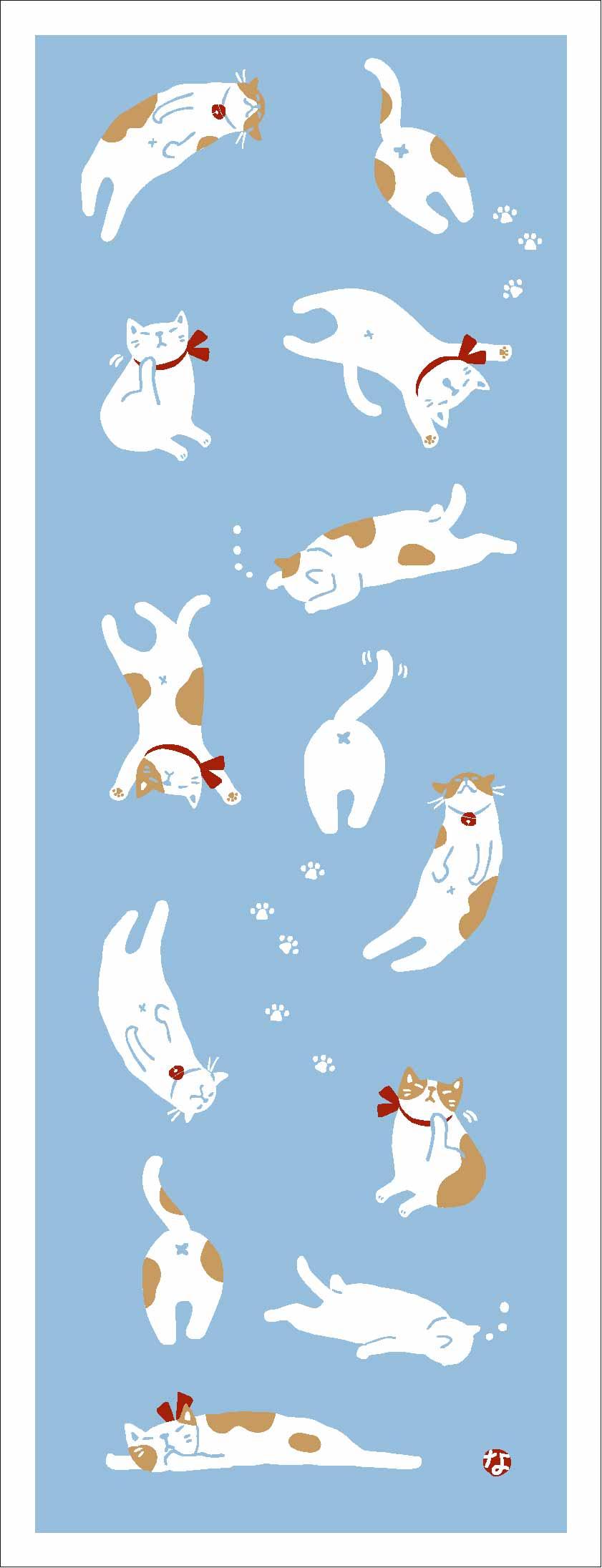 手ぬぐい　ゆるねこ