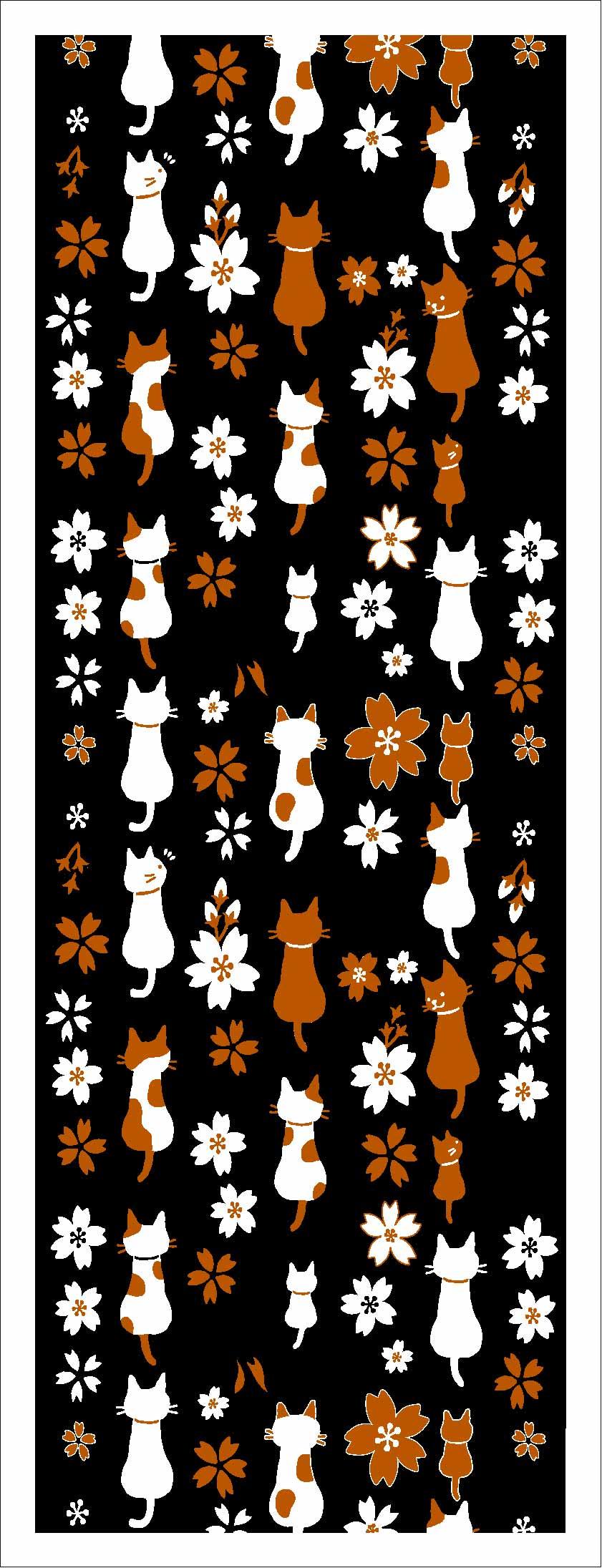 手ぬぐい　さくら・黒