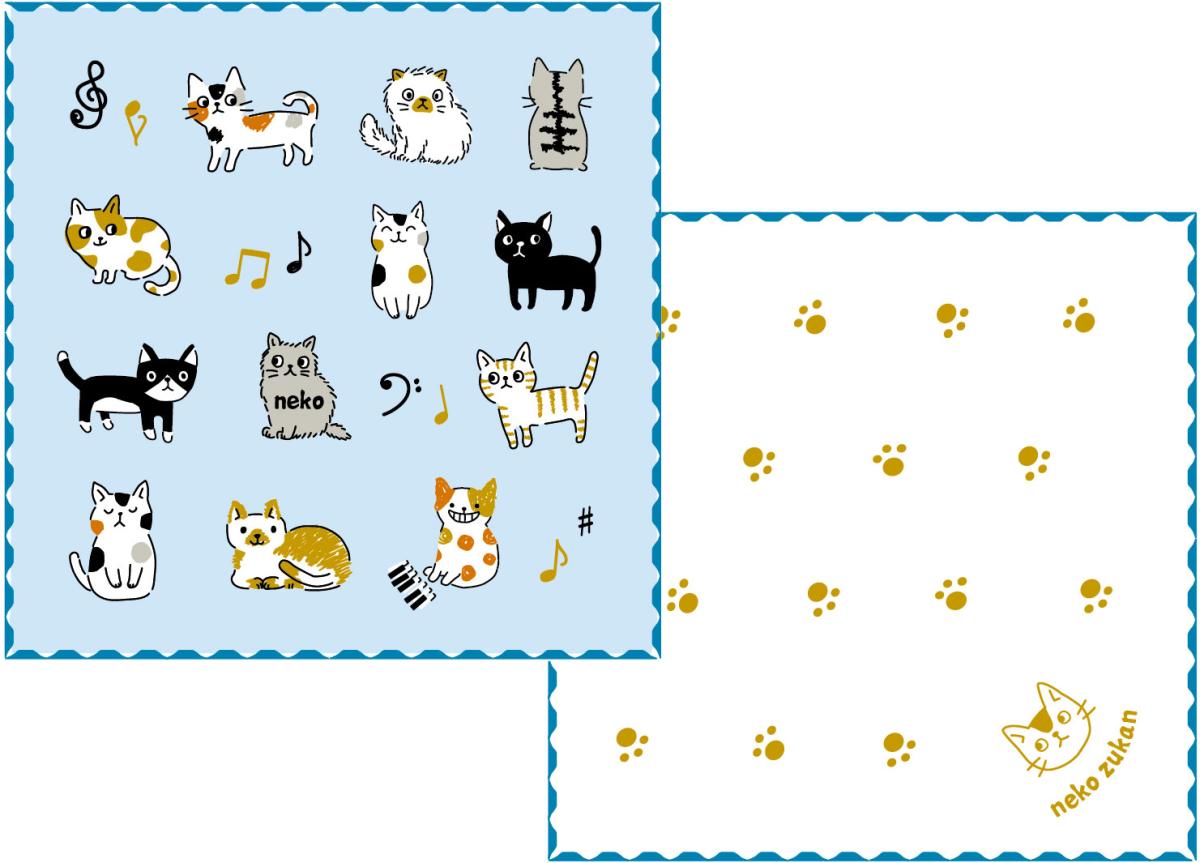 ６重ガーゼハンカチ　ブルー