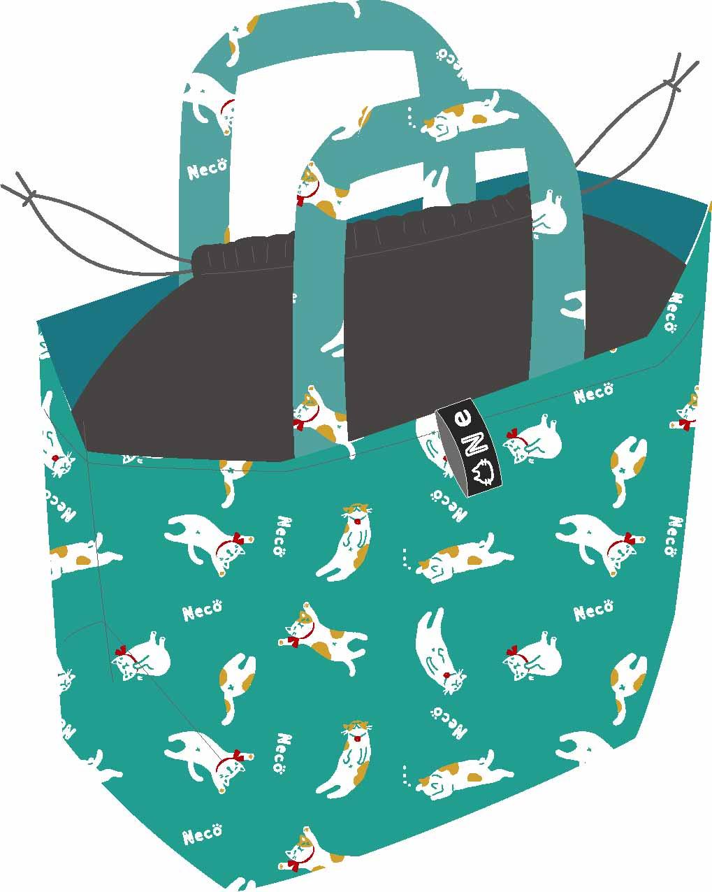レジカゴバッグ　ゆるねこ