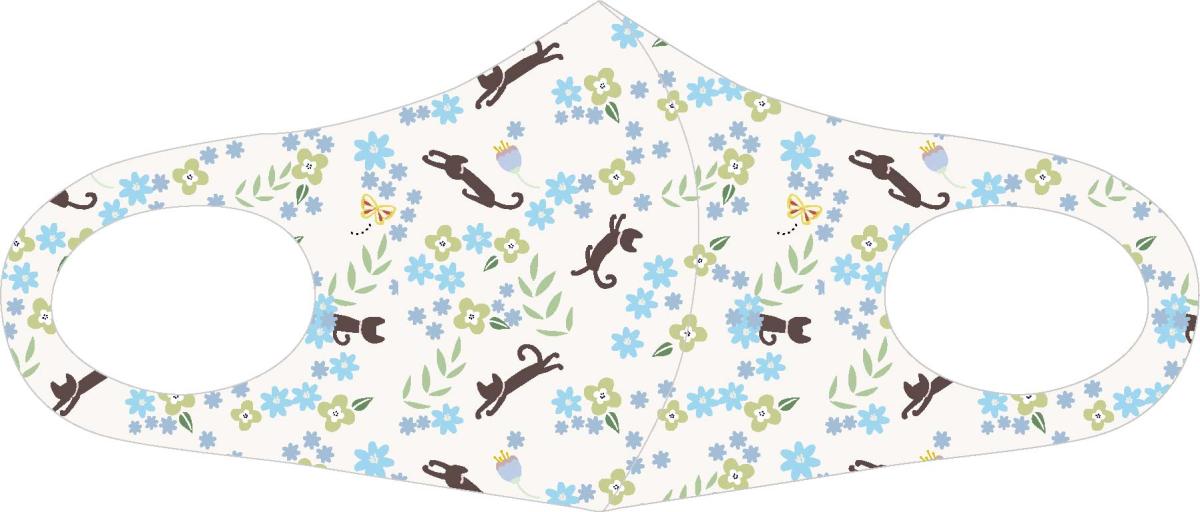 ウレタンマスク　花・ブルー