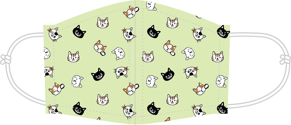 裏ガーゼふんわりマスク　ねこ・顔