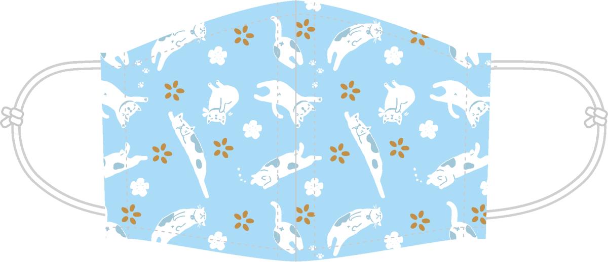 裏ガーゼふんわりマスク　ゆるねこ