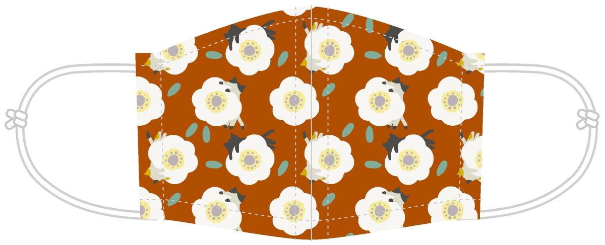 裏ガーゼふんわりマスク　花・あか