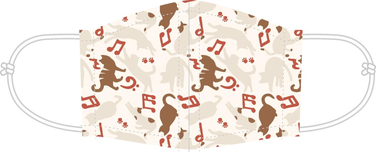 裏ガーゼふんわりマスク　音符・ベージュ