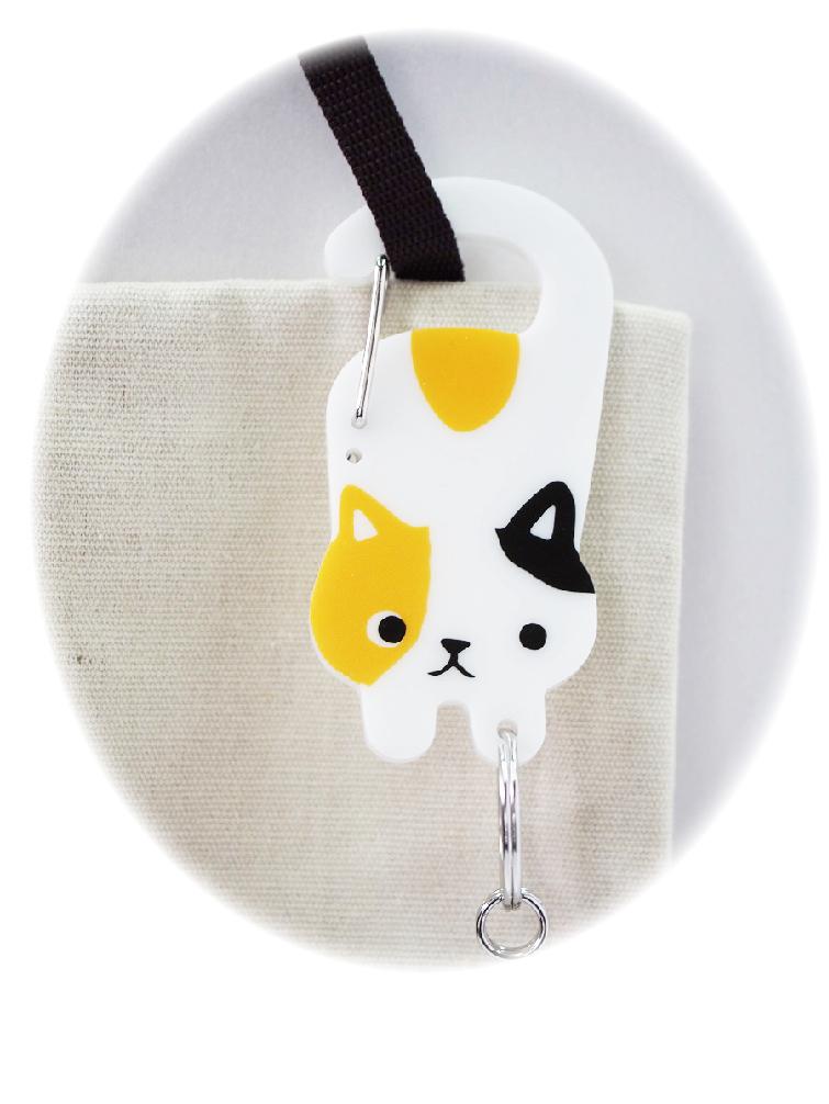 カラビナキーホルダー　ミケねこ