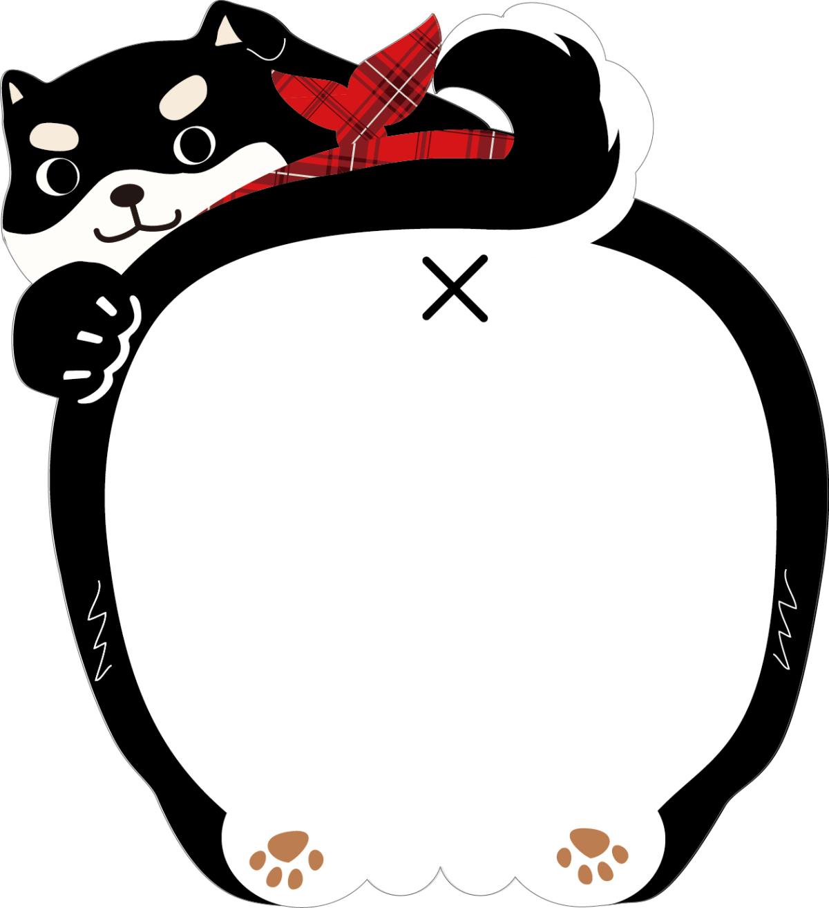 おしりマグネットメモ（ペン付き）黒しば