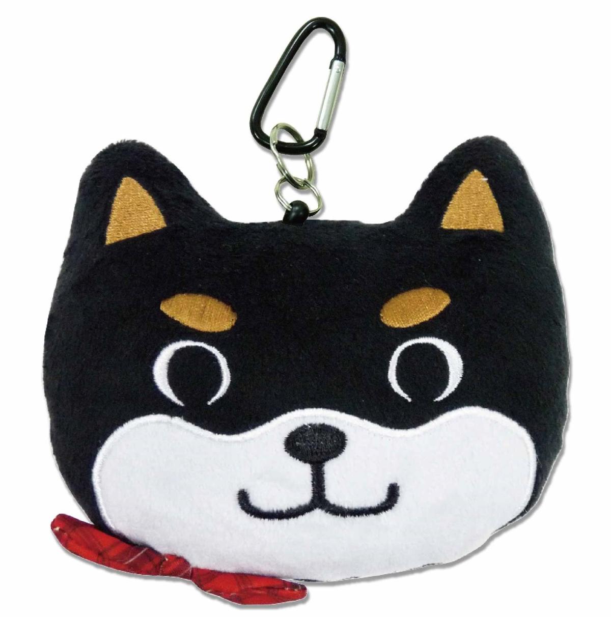 ぬいぐるみリールパスケース　黒しば