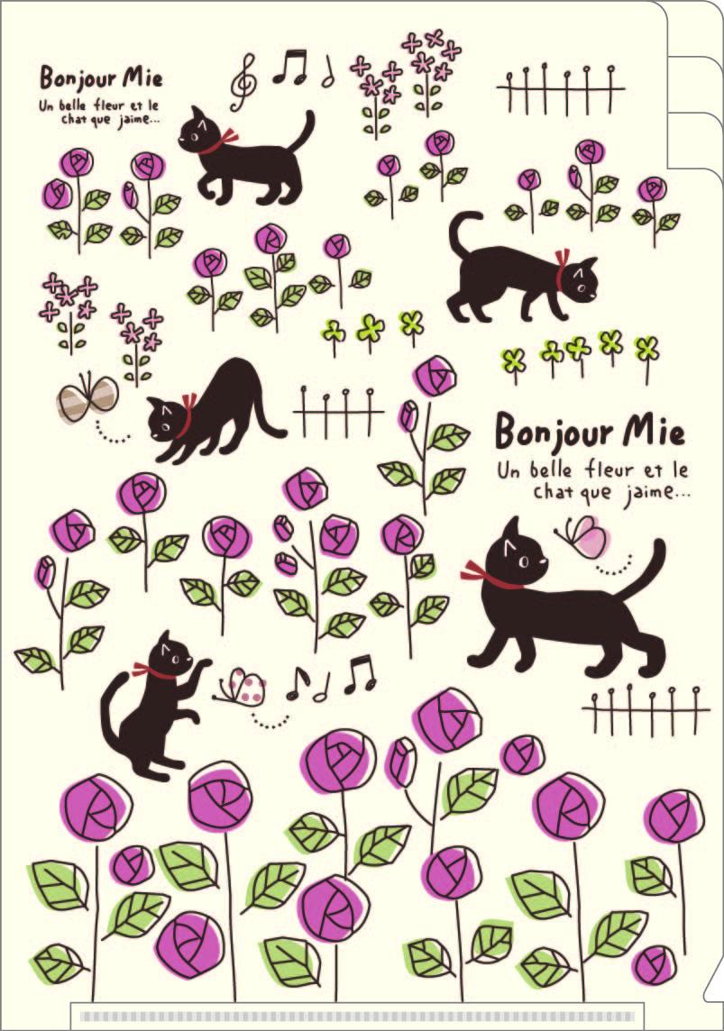 Ａ５クリアファイル　３ポケット　ローズ