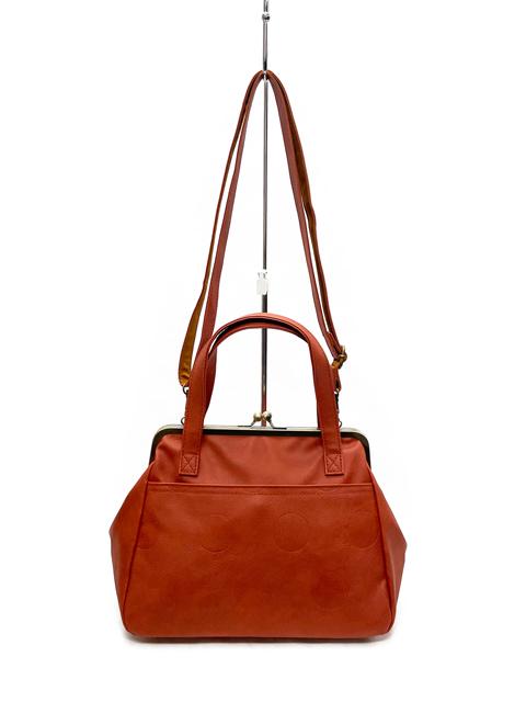 003178300 / ドットカラー合皮　がま口　手提げバッグ　2WAY　全5カラー　ｵﾚﾝｼﾞ