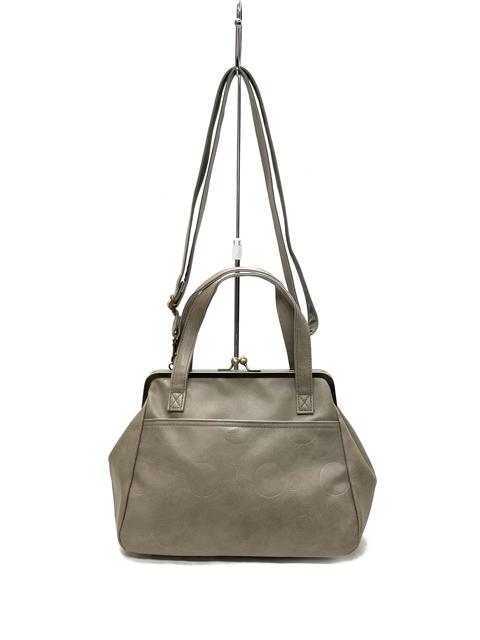 003178300 / ドットカラー合皮　がま口　手提げバッグ　2WAY　全5カラー　ｸﾞﾚｰｼﾞｭ