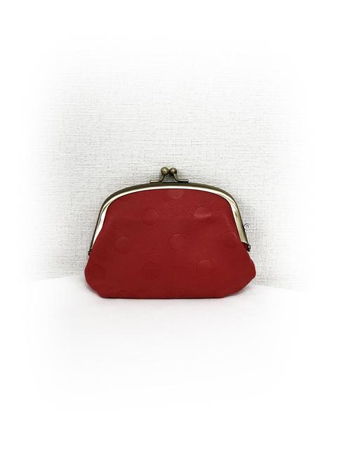 003178900 / ドットカラー合皮　がま口　小銭入れ　全6カラー　ｱｶ