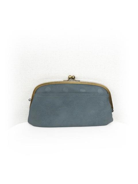 003178700  ドットカラー合皮　がま口　長財布　全6カラー　ﾌﾞﾙｰ