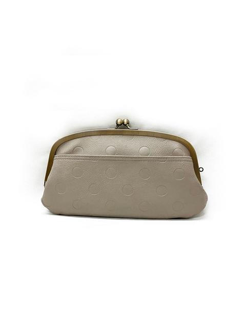 003178700 / ドットカラー合皮　がま口　長財布　全6カラー　ｸﾞﾚｰｼﾞｭ