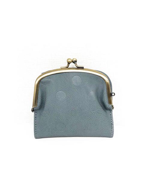 003178800 / ドットカラー合皮　がま口　折財布　全6カラー　ﾌﾞﾙｰ