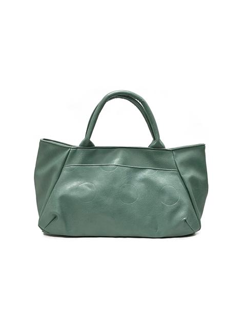 003186200 / ドットカラー合皮　舟型手提げバッグ　全4カラー　ｸﾞﾘｰﾝ